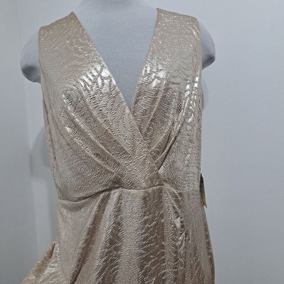 Anne Klien Floral Print Maxi Dress Pale Gold S 12 NWT - Picture 9 of 15